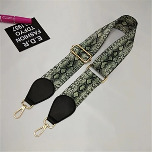 Verstellbarer breiter Ersatzgurt für Taschen mit Python-Muster und goldenen Metallclips