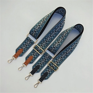 Ethnic style woven wide adjustable replacement shoulder straps with geometric patterns