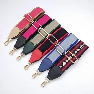 Adjustable colorful wide shoulder straps for crossbody bags with gold metal hardware