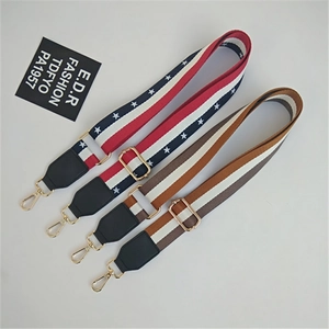 Ethnic style colorful striped and star pattern woven shoulder strap with gold hardware