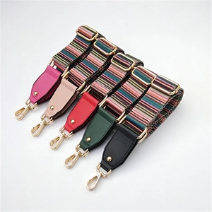 Adjustable Replacement Bag Strap Ethnic Colorful Striped Wide Shoulder Strap Polyester Rainbow Belt For Women Crossbody Bags Accessories