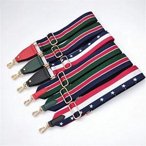 Bandoulières larges tissées colorées réglables pour sacs à main avec boucles dorées