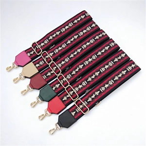 Adjustable Ethnic Wide Strap Replacement For Crossbody Bags Vintage Embroidered Polyester Purse Belt Gold Hardware