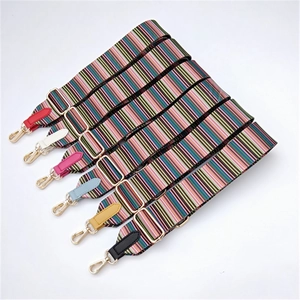Bandoulière Réglable Style Ethnique Rayures Colorées Remplacement De Sangle Pour Sacs À Main Avec Boucle Dorée
