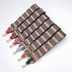 Sangles de sac colorées de style ethnique réglables avec crochets dorés et cuir