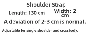 Detailed dimensions of the adjustable 130cm replacement PU leather bag shoulder strap