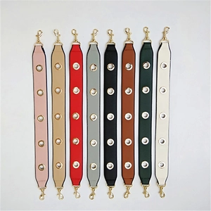 Wide PU leather replacement shoulder straps for handbags in eight colors with gold eyelets