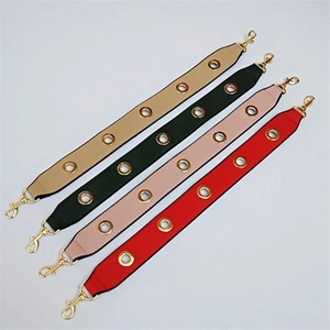 Universal PU leather handbag replacement straps with metal eyelets and gold lobster clasps