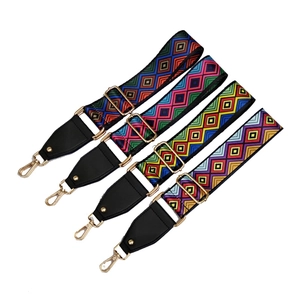Detail of adjustable geometric replacement straps with gold hardware and leather ends