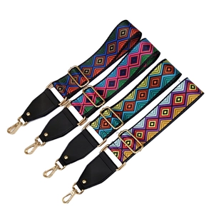 Ethnic Style Colorful Replacement Shoulder Strap Adjustable Polyester Webbing Bag Strap With Metal Alloy Buckles For Handbags