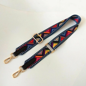 Ethnic Woven Bag Strap Replacement Wide Shoulder Strap Adjustable Multicolor Geometric Pattern Shoulder Belt For Women Crossbody Bag Accessories
