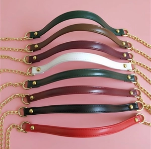 Flat lay of multi-color PU leather and gold metal chain straps for shoulder bags