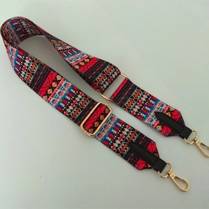 Bandoulière large colorée style ethnique bohème pour sacs à main avec boucles dorées