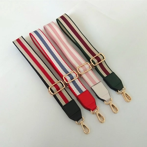 Adjustable wide replacement shoulder straps in four striped patterns with gold metal hooks