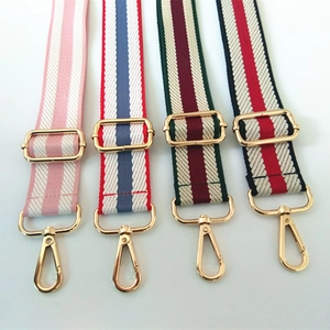 Wide colorful striped replacement shoulder straps with gold metal buckles for crossbody bags