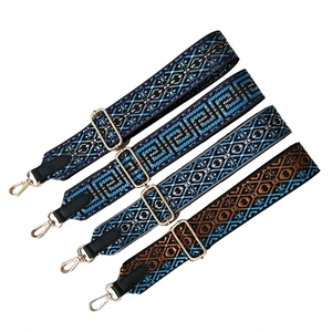 Adjustable wide ethnic style replacement straps for handbags with geometric patterns
