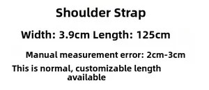 Specifications of adjustable 3.9cm wide 125cm long replacement shoulder bag strap for men