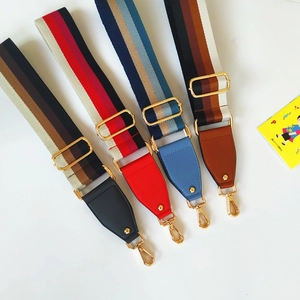 Adjustable wide striped shoulder straps with gold hardware in various colors