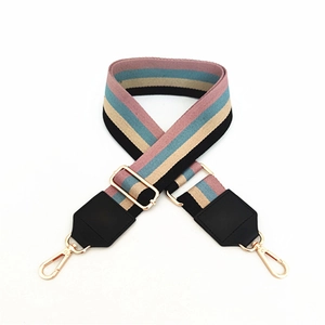 Bandoulière de rechange large réglable avec rayures tissées colorées et boucles métalliques