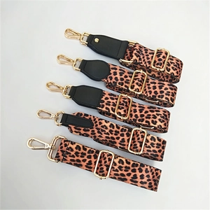 Adjustable Leopard Print Replacement Bag Strap Wide Polyester Shoulder Strap Gold Zinc Alloy Buckles Women Crossbody Bag