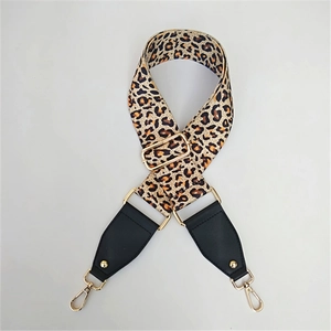 Adjustable leopard print wide shoulder strap with gold hardware for handbags replacement