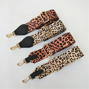 Adjustable leopard print wide shoulder straps for crossbody bags with gold metal hardware