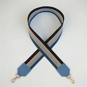 Verstellbarer breiter gestreifter Schultergurt aus gewebtem Stoff in Navy, Blau und Khaki