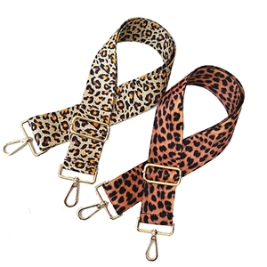Adjustable leopard print wide shoulder straps with gold metal hooks for women handbags