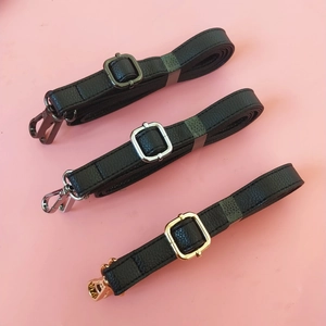 Adjustable black lychee grain PU leather shoulder strap with gold silver and gunmetal hooks
