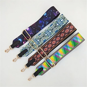 Women Bohemian Ethnic Style Wide Bag Strap Adjustable Polyester Geometric Pattern Crossbody Shoulder Bag Replacement Strap