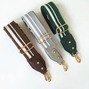 Adjustable cotton shoulder straps for handbags in brown, blue, and green colors