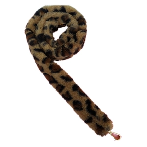 Leopard print faux fur shoulder strap with gold metal hooks for handbag replacement
