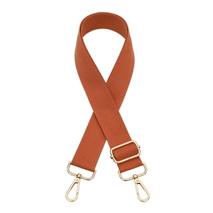 Tracolla larga in tela intrecciata regolabile color caramello con moschettoni dorati