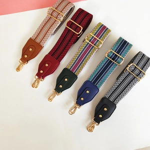 Adjustable wide embroidered shoulder straps for handbags with gold metal lobster clasps