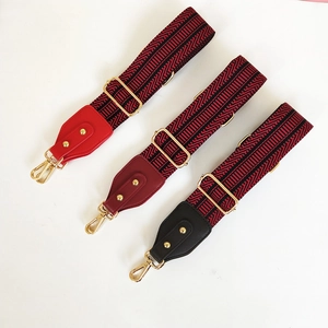 Ethnic style embroidered wide replacement shoulder strap with gold metal buckles for bags