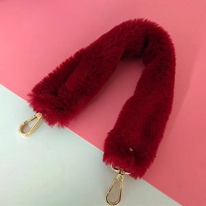 Sangle de Sac en Fausse Fourrure Bandoulière en Peluche pour Sacs à Main Large Poignée de Rechange Avec Boucle en Métal Imprimé Léopard Couleur Unie Accessoire de Sac de Mode d'Hiver