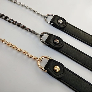 Adjustable PU leather and metal chain replacement straps in gold, silver, and gunmetal gray