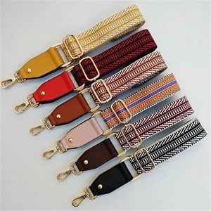 Adjustable colorful wide replacement shoulder straps for crossbody bags with gold buckles