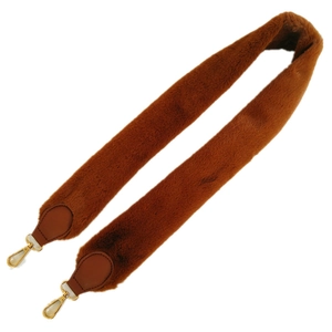 Caramel faux fur shoulder strap replacement with gold metal hooks for handbags