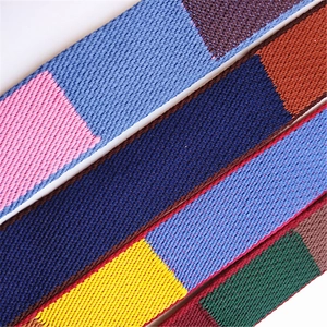 Adjustable colorful wide shoulder strap for handbags with geometric woven texture