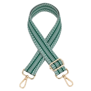 Bandoulière large réglable avec motif à chevrons vert et blanc pour sacs à main