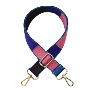 Adjustable colorful woven wide shoulder strap with golden metal buckles for handbags