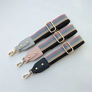 Adjustable ethnic striped bag strap with colorful high-density fabric and metal buckles