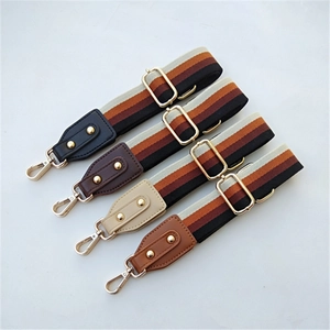 Ethnic striped replacement bag straps with adjustable buckles and gold hooks in four colors