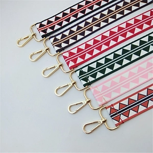 Bandoulières réglables en toile au style ethnique avec motifs et crochets dorés