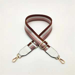 Adjustable colorful striped strap for crossbody bags with golden metal hardware clips