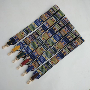 Ethnic Style Wide Woven Replacement Bag Strap Bohemian Geometric Polyester Shoulder Strap With Metal Buckle For Handbags