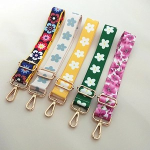 Bandoulière réglable à motifs floraux avec boucles dorées pour sacs à main divers