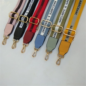 Adjustable wide replacement bag straps with golden buckles in six assorted colors