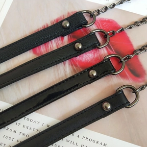 Four textures of black PU leather replacement straps with gunmetal chain for shoulder bags